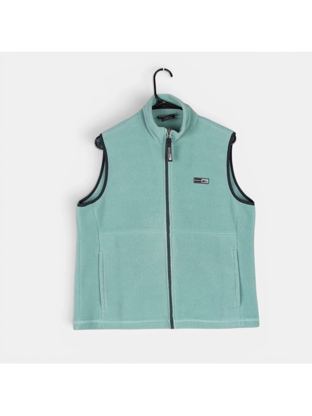REI Full Zip Fleece Vest Jacket Polartec Womens Medium Blue Black Trim Canada